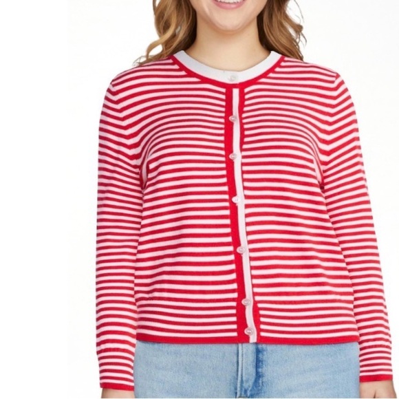 Sweaters - Free Assembly Women’s Stripe Cozy Yarn Cardigan Sweater, Lightweight, Size L